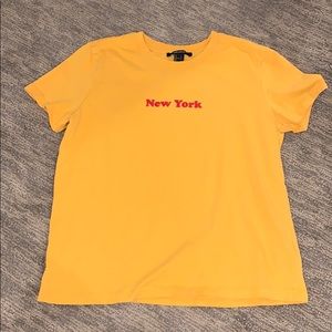 Forever 21 Yellow “New York” Short Sleeve T-Shirt